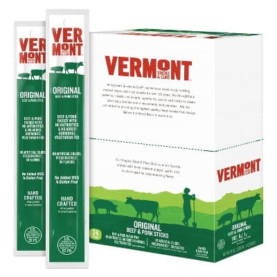 Snack Sticks By Vermont Smoke & Cure – Original Flavor – Beef & Pork – Healthy Meat Protein – Jerky Stick – Carton