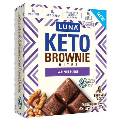 Luna Keto Brownie Bites Walnut Fudge