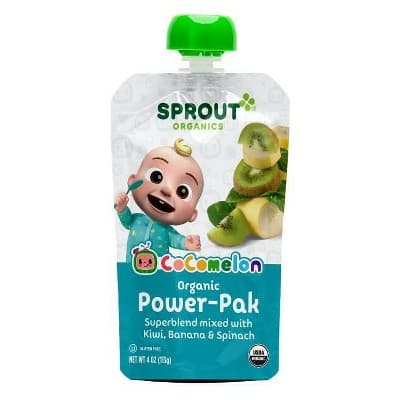 Sprout Foods Cocomelon Organic Kiwi With Banana And Spinach Toddler Snacks Pouch