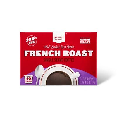 100% Arabica French Roast Medium Dark Roast Coffee - Single Serve Pods - Market Pantry