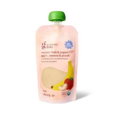 Organic Apple Banana Peach Yogurt Baby Food Pouch - Good &#38; Gather&#8482;