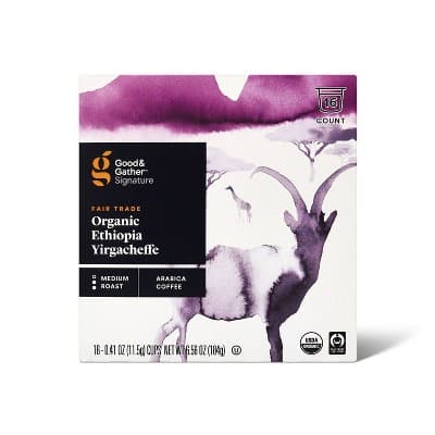 Signature Organic Ethiopian Yirgacheffe Medium Roast Coffee - Single Serve Pods - Good &#38; Gather&#8482;