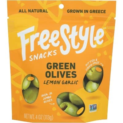 Freestyle Snacks Green Olives Lemon Garlic