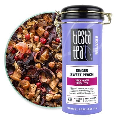 Tiesta Tea Ginger Sweet Peach, Herbal Loose Leaf Tea Tin