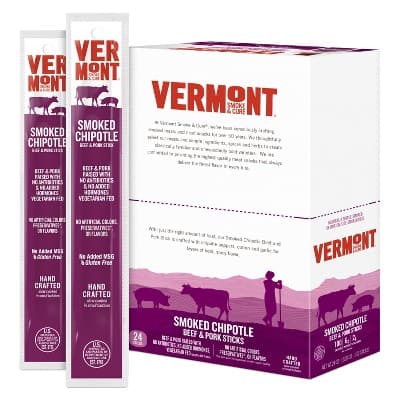 Snack Sticks By Vermont Smoke & Cure – Smoked Chipotle – Beef & Pork – Healthy Meat Protein – Jerky Stick – Carton