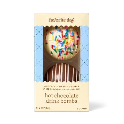 Hot Chocolate Bombs - Milk W/White Drizzle &#38; White W/Confetti - Favorite Day&#8482;