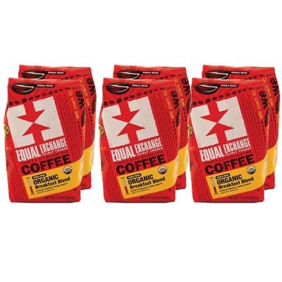 Equal Exchange Organic Breakfast Blend Medium & French Roast Whole Bean Coffee