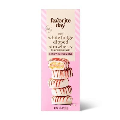 White Fudge Dipped Strawberry Sandwich Cookies - Favorite Day&#8482;