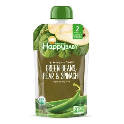 Happybaby Clearly Crafted Green Beans Pears &#38; Spinach Baby Food Pouch