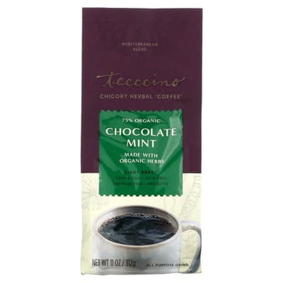 Teeccino Organic Chicory Herbal 'Coffee', Chocolate Mint, Light Roast, Caffeine Free