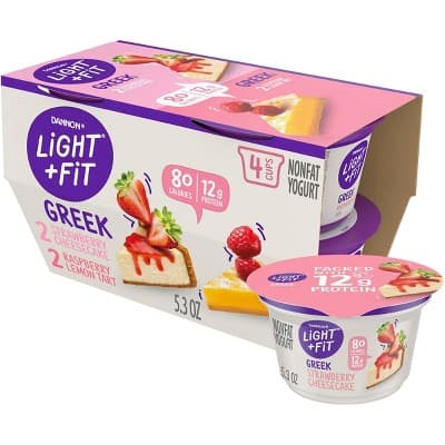 Light + Fit Strawberry Cheesecake/Raspberry Lemon Tart Greek Yogurt Variety