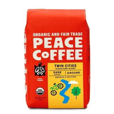 Peace Coffee Organic Fair Trade Twin Cities Blend Dark Roast Ground Coffee