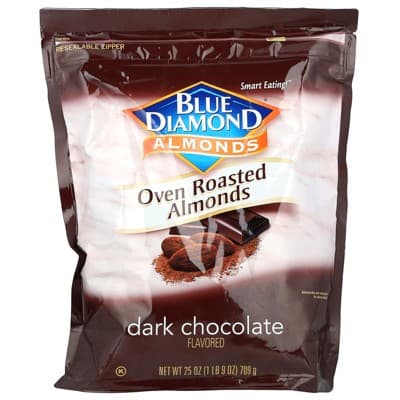 Blue Diamond Almonds Oven Roasted Dark Chocolate Flavored Snack Nuts, Resealable Bag (Pack Of 