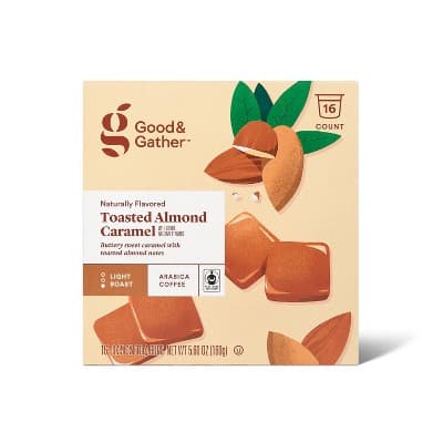 Naturally Flavored Toasted Almond Caramel Light Roast Coffee - Single Serve Pods - Good &#38; Gather&#8482;