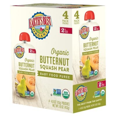 Earth&#39;S Best Organic Butternut Squash Pear Baby Food Pouch