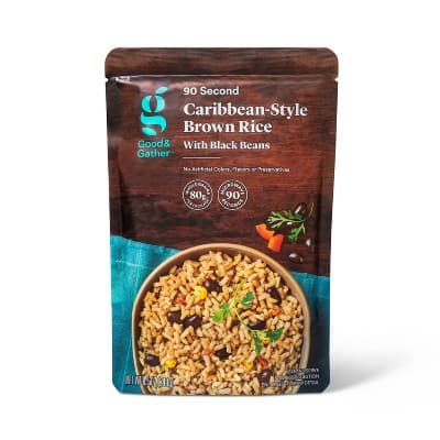 90 Second Caribbean-Style Brown Rice With Black Beans Microwavable Pouch - Good &#38; Gather&#8482;