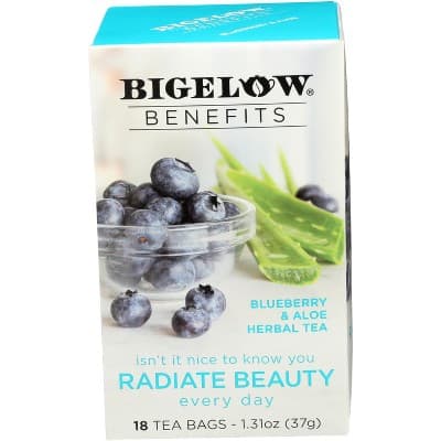 Bigelow Herbal Tea, Caffeine Free, Blueberry & Aloe, Tea Bags, Radiate Beauty