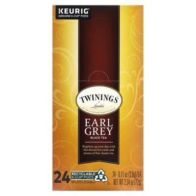 Twinings Earl Grey K-Cup Pods For Keurig, Caffeinated Black Tea Flavoured With Citrus And Bergamot, (Pack Of 