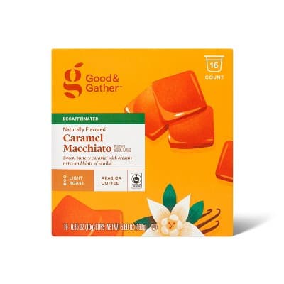 Naturally Flavored Caramel Macchiato Decaf Light Roast Coffee - Pods - Good &#38; Gather&#8482;