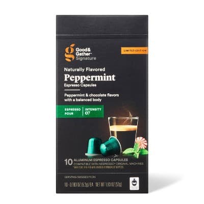 Signature Naturally Flavored Peppermint Espresso Pods Espresso Roast Coffee - Good &#38; Gather&#8482;