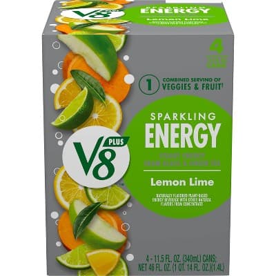 V8 Sparkling +Energy Lemon Lime Juice Drink