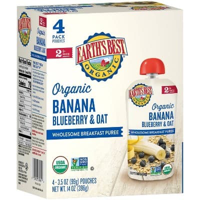 Earth'S Best Organic Blueberry Banana Flax & Oat Baby Food Pouch