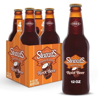 Stewart'S Made With Sugar Root Beer Soda Bottle