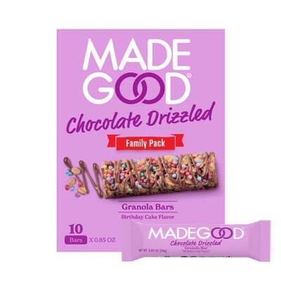 Madegood Chocolate Drizzled Birthday Cake Flavor Granola Bars Family Pack