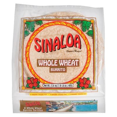 Sinaloa Burrito Size Whole Wheat Hawaii Wraps Tortillas