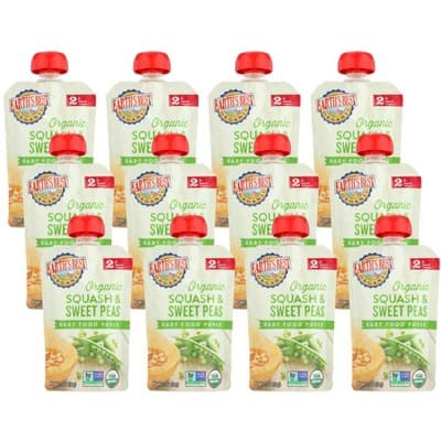 Earth'S Best Organic Squash And Sweet Peas Baby Food Puree 6+ Months