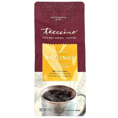Teeccino Chicory Herbal Coffee, Hazelnut, Medium Roast, Caffeine Free