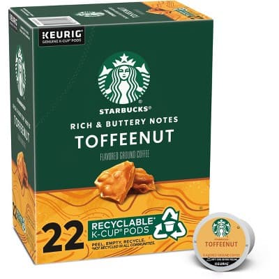 Starbucks Keurig K-Cup Light Roast Coffee Pods&#8212;Toffeenut Flavored Coffee&#8212;Naturally Flavored&#8212;100% Arabica&#8212;