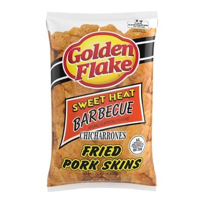 Golden Flake Chicharrones Fried Pork Skins Sweet Heat Barbecue