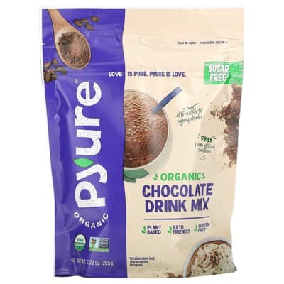 Pyure Organic Chocolate Drink Mix, Keto, 0 Sugar