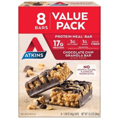Atkins Chocolate Chip Granola Protein Meal Bar Value Pack
