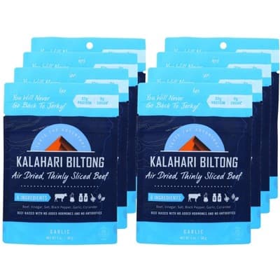 Kalahari Snacks Garlic Biltong Air-Dried Sliced Beef