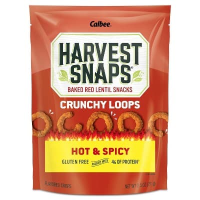 Harvest Snaps Crunchy Loops Baked Red Lentil Hot & Spicy Snacks
