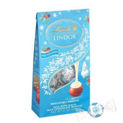 Lindor Holiday Milk And White Snowman Bag