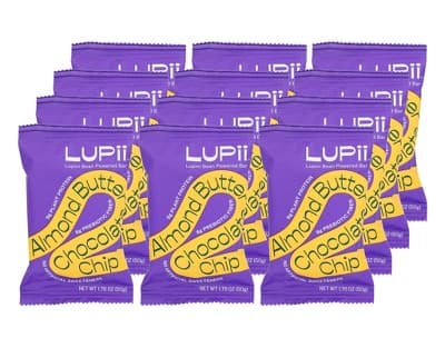 Lupii Almond Butter Chocolate Chip Bean Powered Bar - 12 Bars