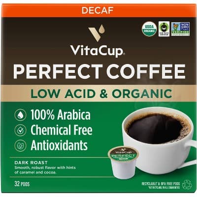Vitacup Organic Decaf Perfect Dark Roast Low Acid Coffee