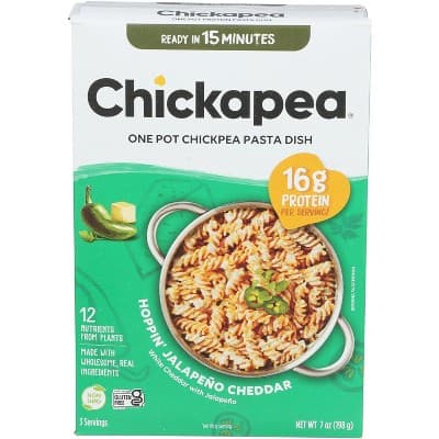 Chickapea One Pot Chickpea Hoppin' Jalapeno Cheddar Pasta Dish