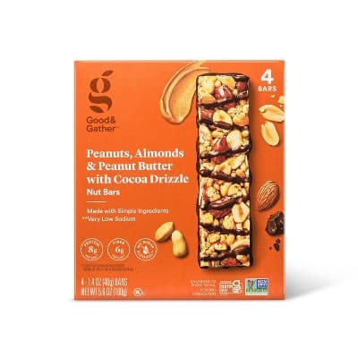 Almond And Peanut Butter With Cocoa Drizzle Nut Bars - Good &#38; Gather&#8482;