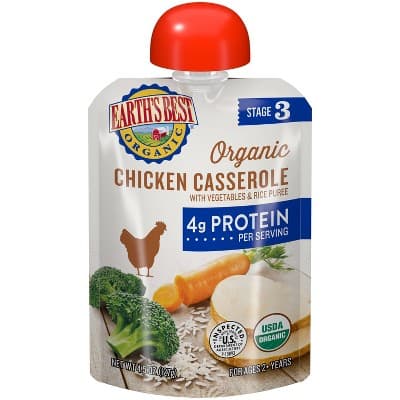 Earth&#39;S Best Organic Chicken Casserole With Vegetables And Rice Baby Food Pouch