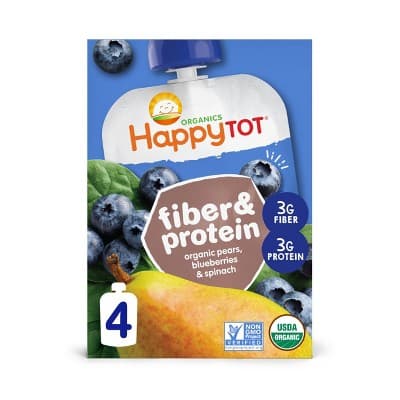 Happy Family Fiber & Protein Organic Pears Blueberries Spinach Baby Food