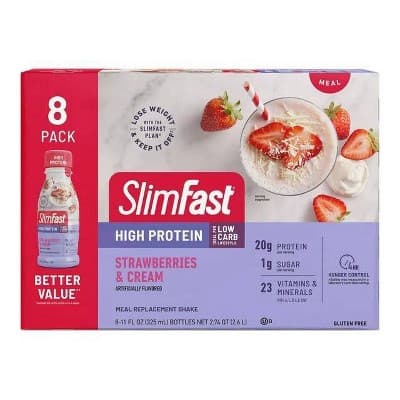 Slimfast High Protein - Low Carb Ready To Drink Nutritional Milkshake - Strawberry &#38; Cream 