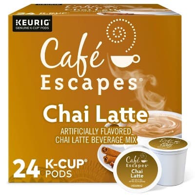 Caf&#233; Escapes Chai Latte Coffee Pods Flavored Coffee Dark Roast