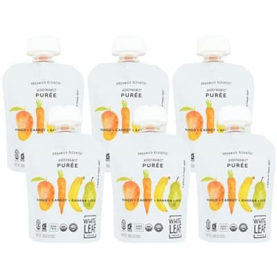 White Leaf Provisions Mango, Carrot, Banana, And Pear Biodynamic Puree 6+ Months