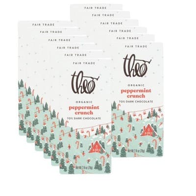 Theo Chocolate Organic Peppermint Crunch 70% Dark Chocolate Bar