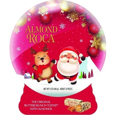 Roca Holiday Almond Snow Globe Chocolate Tin