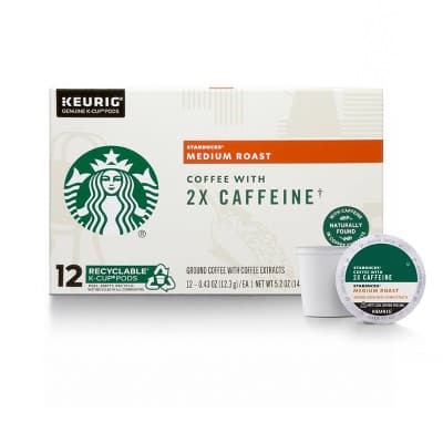Starbucks Medium Roast K-Cup Coffee Pods With 2X Caffeine &#8212; For Keurig Brewers &#8212;